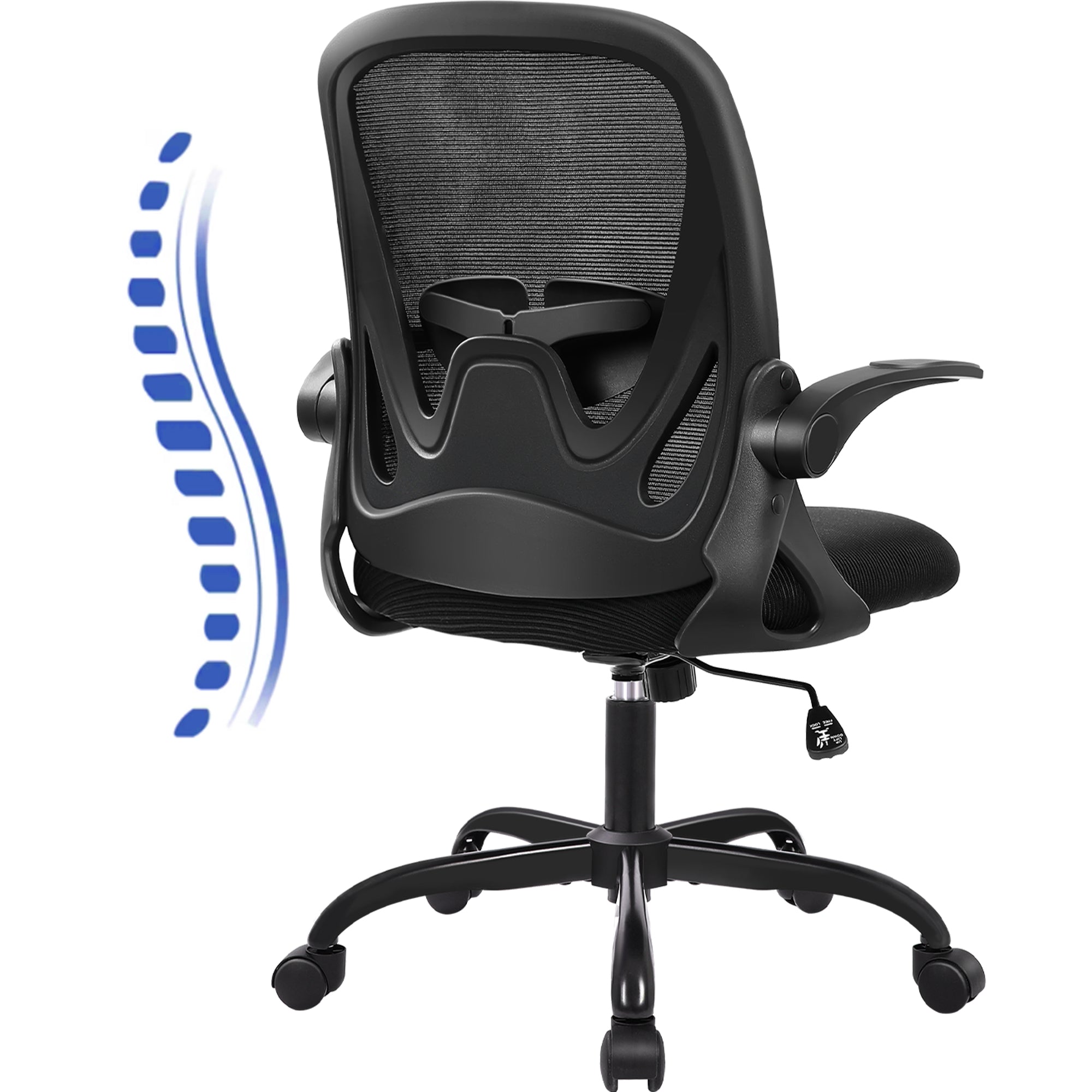 Office Chair Ergonomic Desk Chair with Flip up Armrests Swivel Breathable Desk Mesh Computer Chair with Adjustable Lumbar Support and Height for Conference Room