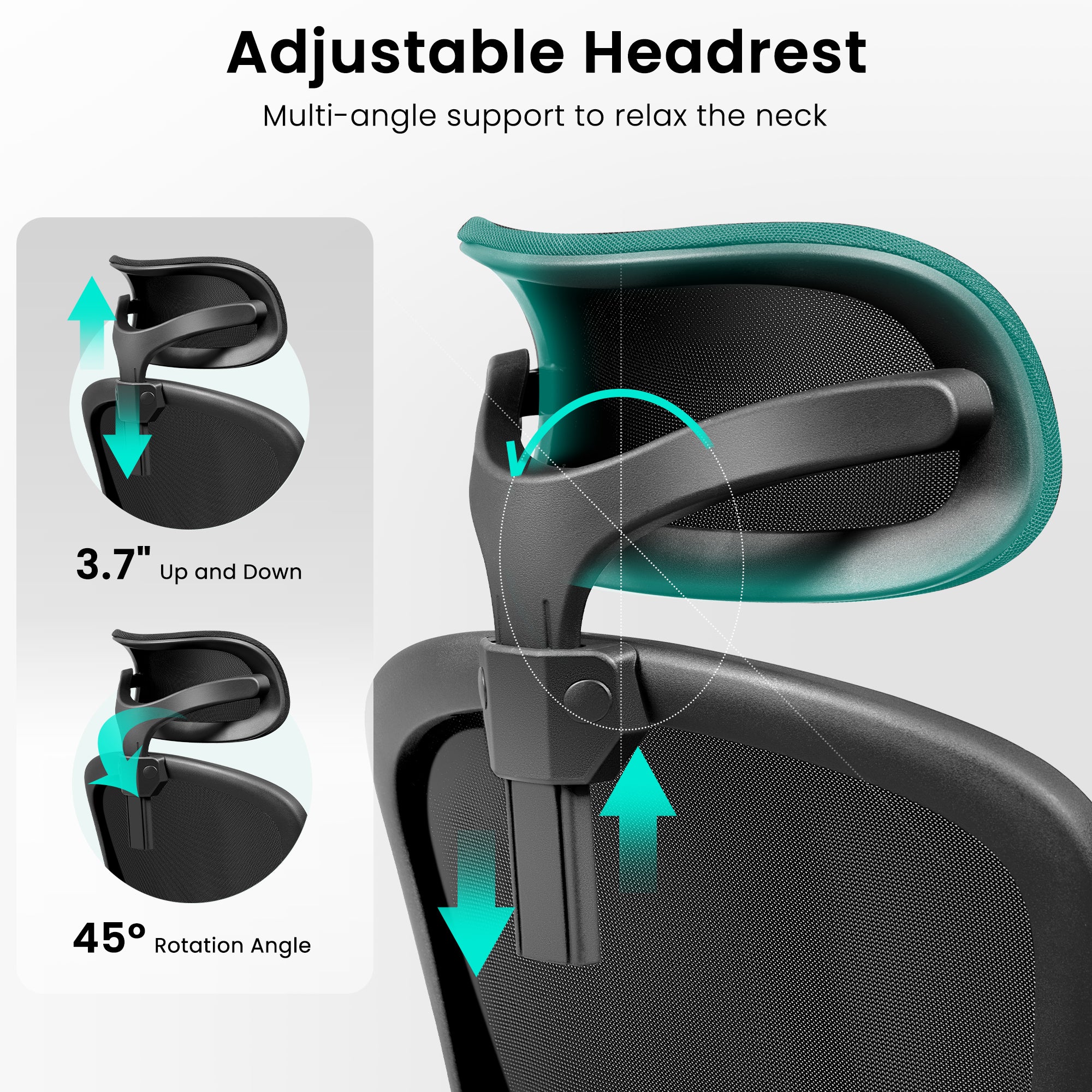 Office Chair Ergonomic Desk Chair with Headrest, High Back Computer with Adjustable Lumbar Support and Wheels,Executive Swivel Comfy with flip-up Armrests for Home Office